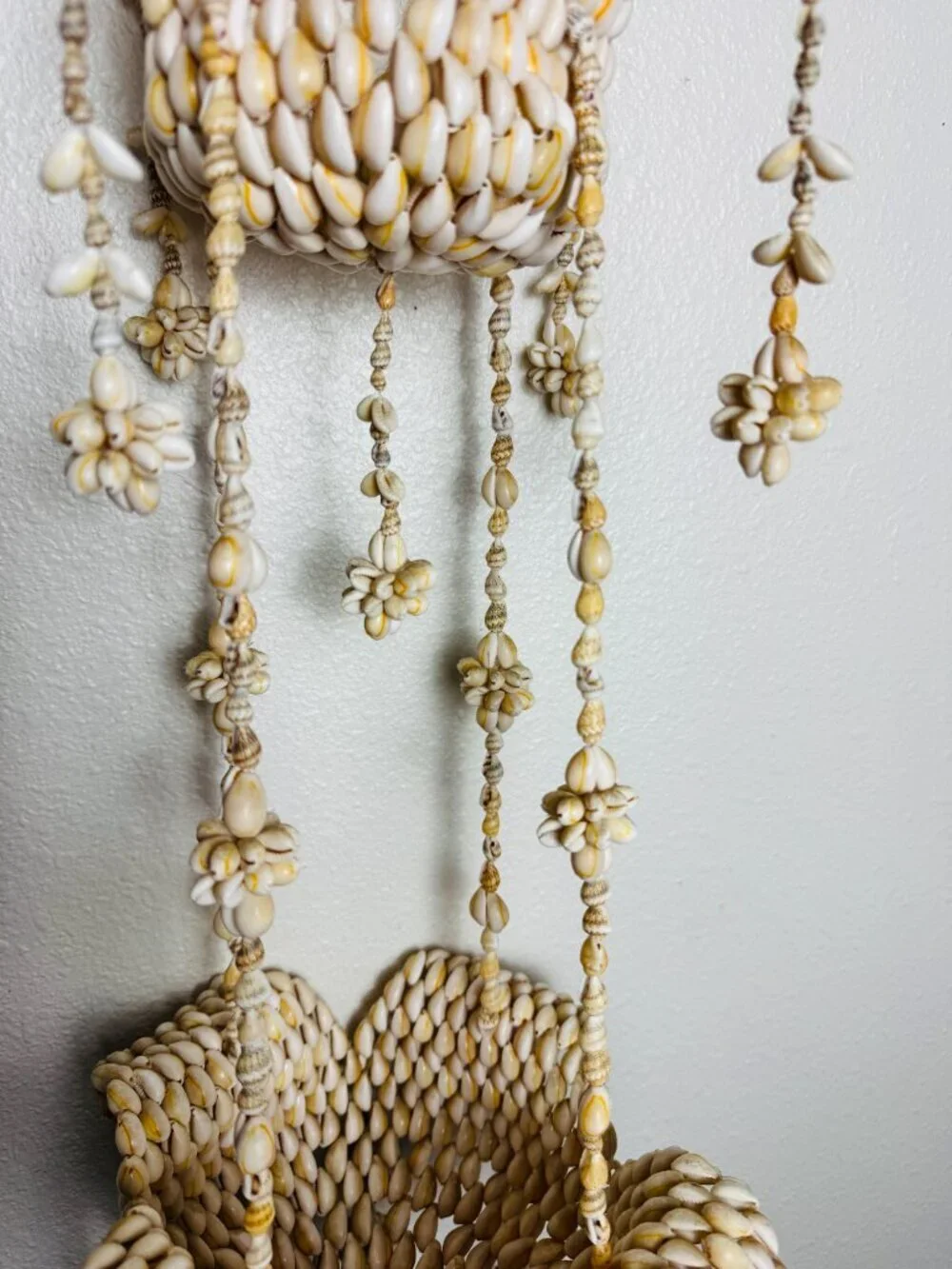Vintage Seashell Cowrie Hanging Chandelie  2 Tiers 38